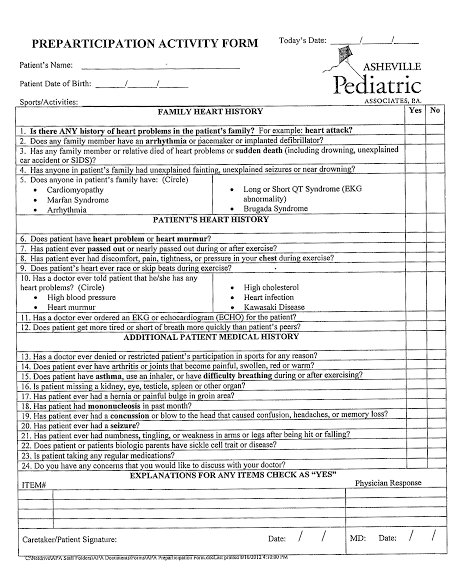 Preparticipation form - Asheville PediatricsAsheville Pediatrics